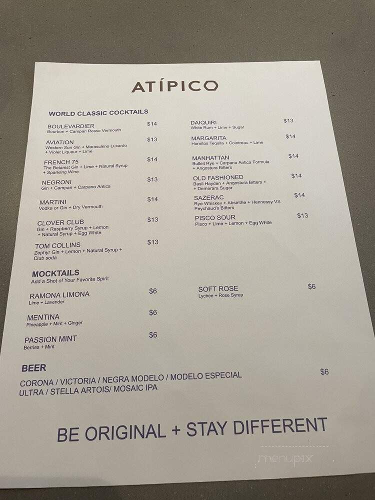 Atipico - Dallas, TX menu_pic