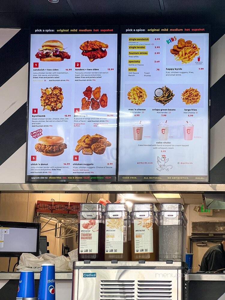 Byrd's Hot Chicken - Corona, CA menu_pic