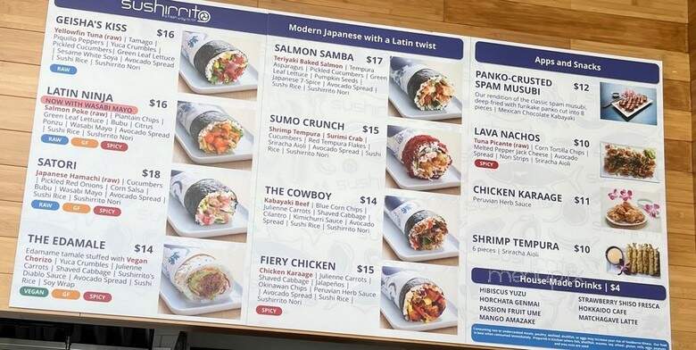 Sushirrito - Burlingame, CA menu_pic