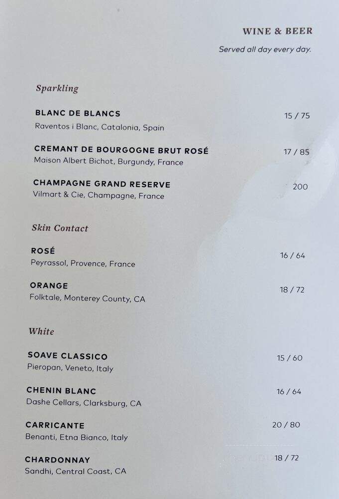 Palihouse Lobby Lounge Cafe & Bar - Los Angeles, CA menu_pic