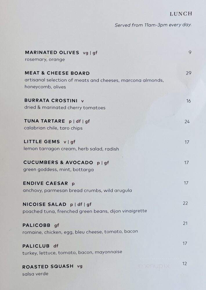 Palihouse Lobby Lounge Cafe & Bar - Los Angeles, CA menu_pic