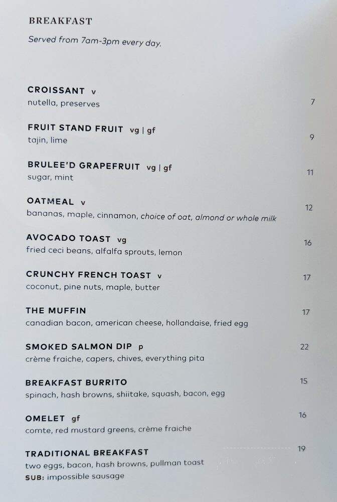 Palihouse Lobby Lounge Cafe & Bar - Los Angeles, CA menu_pic