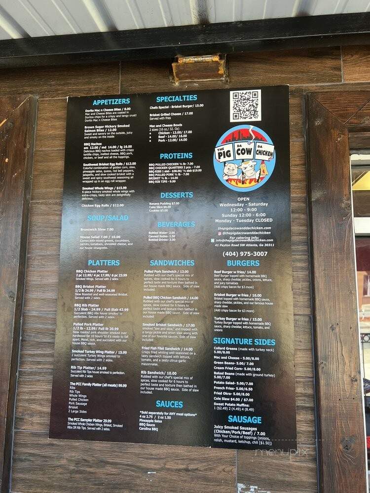 The Pig Da Cow & Da Chicken - Atlanta, GA menu_pic