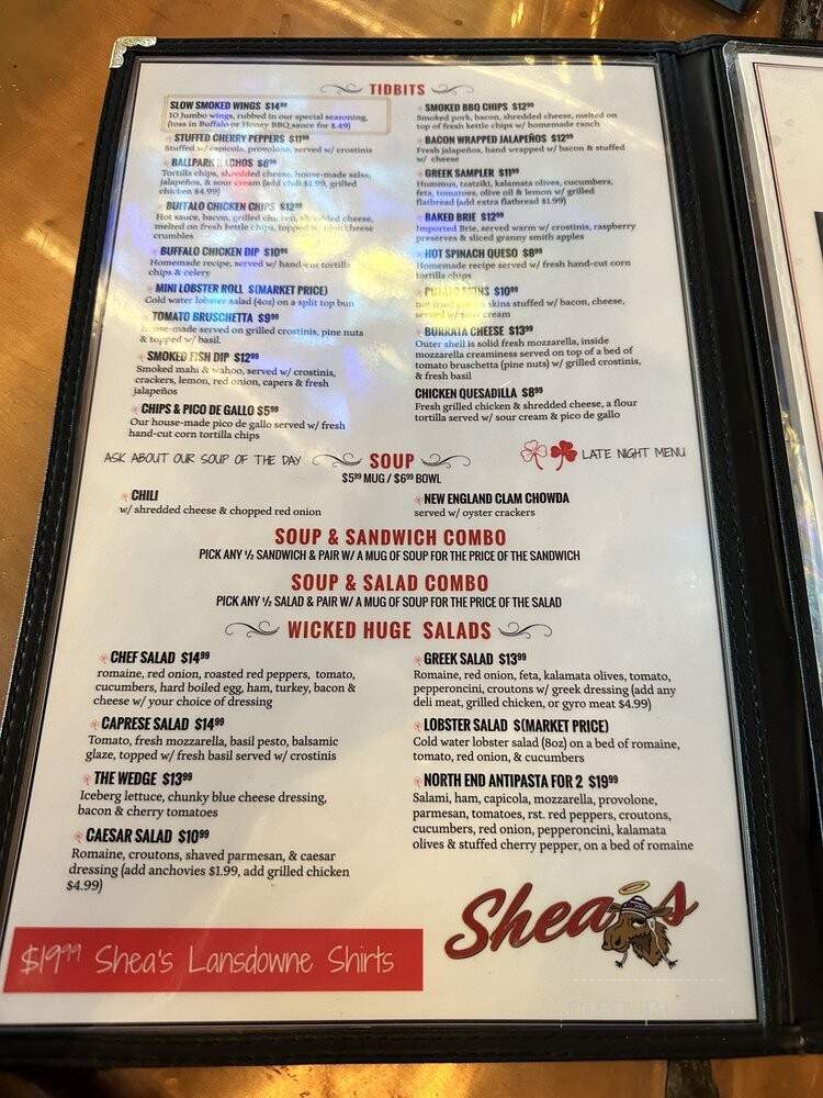 Shea's Lansdowne Streets - Naples, FL menu_pic