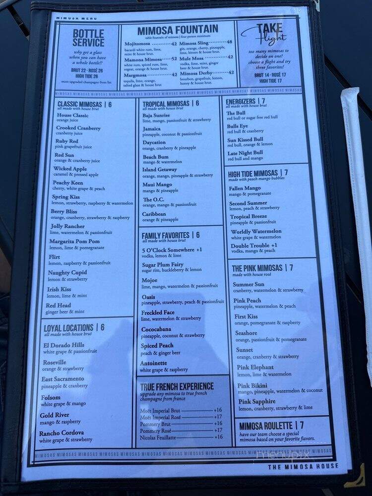 Mimosa House - Folsom, CA menu_pic