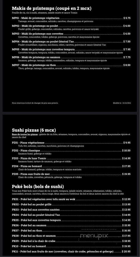 Chez Tomio - Montreal, QC menu_pic