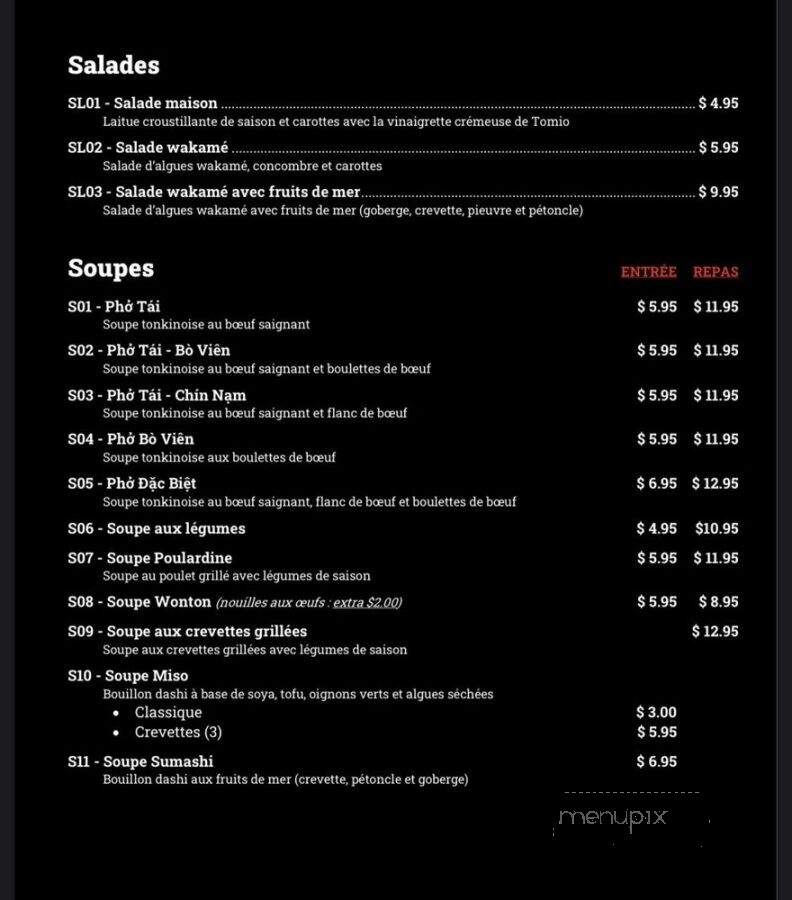 Chez Tomio - Montreal, QC menu_pic