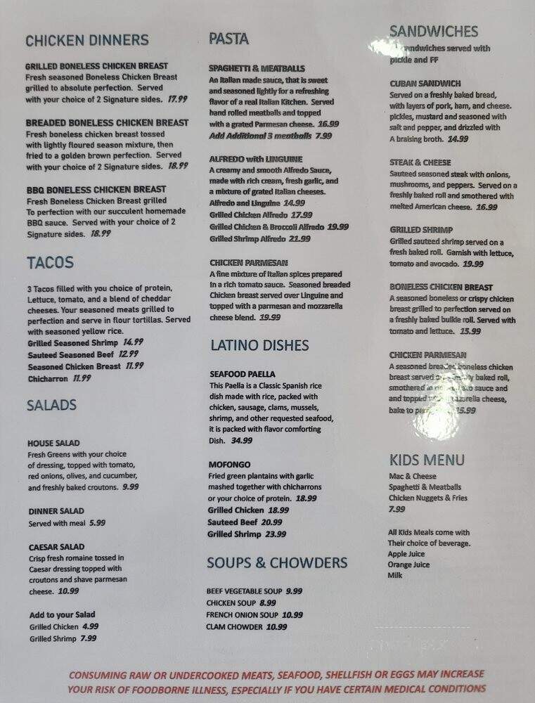 Gold Cafe Bar & Restaurant - Cranston, RI menu_pic