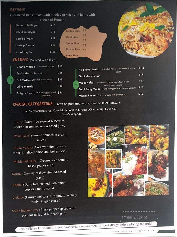 Heera Indian Cusine - Akron, OH menu_pic