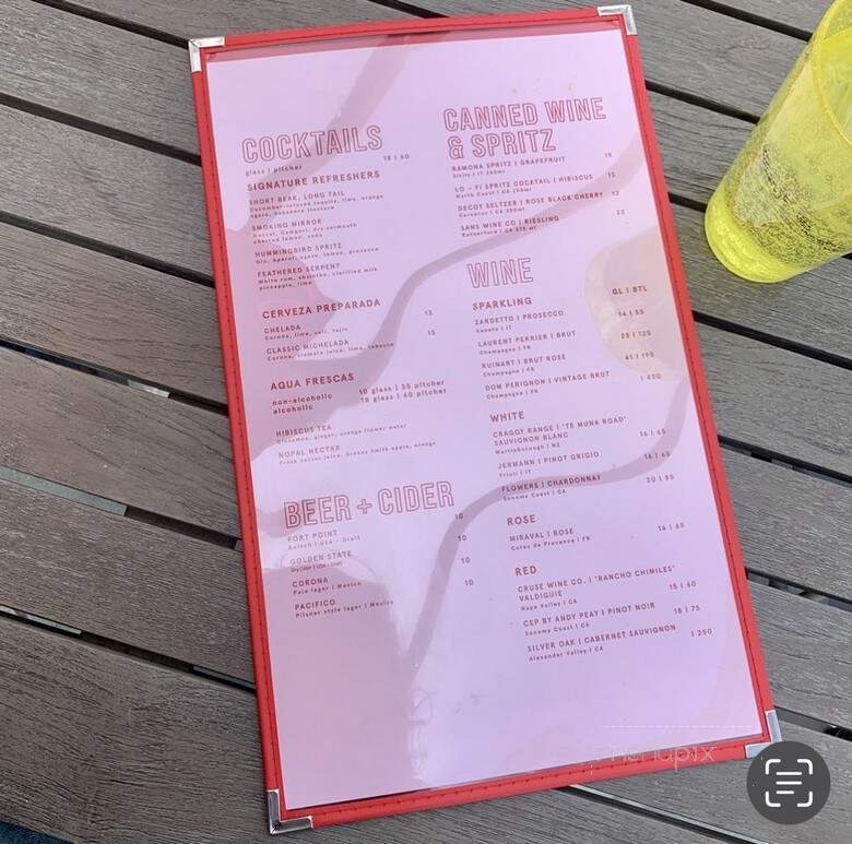 Campo Poolside - Calistoga, CA menu_pic