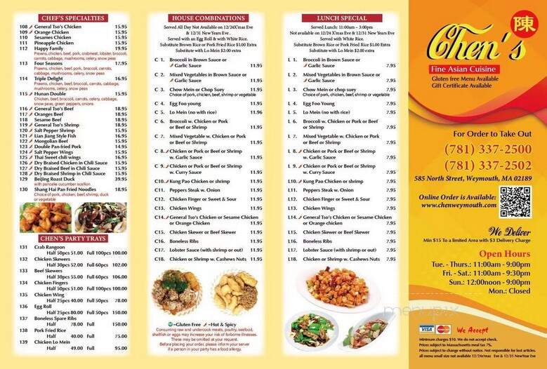 Chen's Fine Asian Cuisine - Weymouth Town, MA