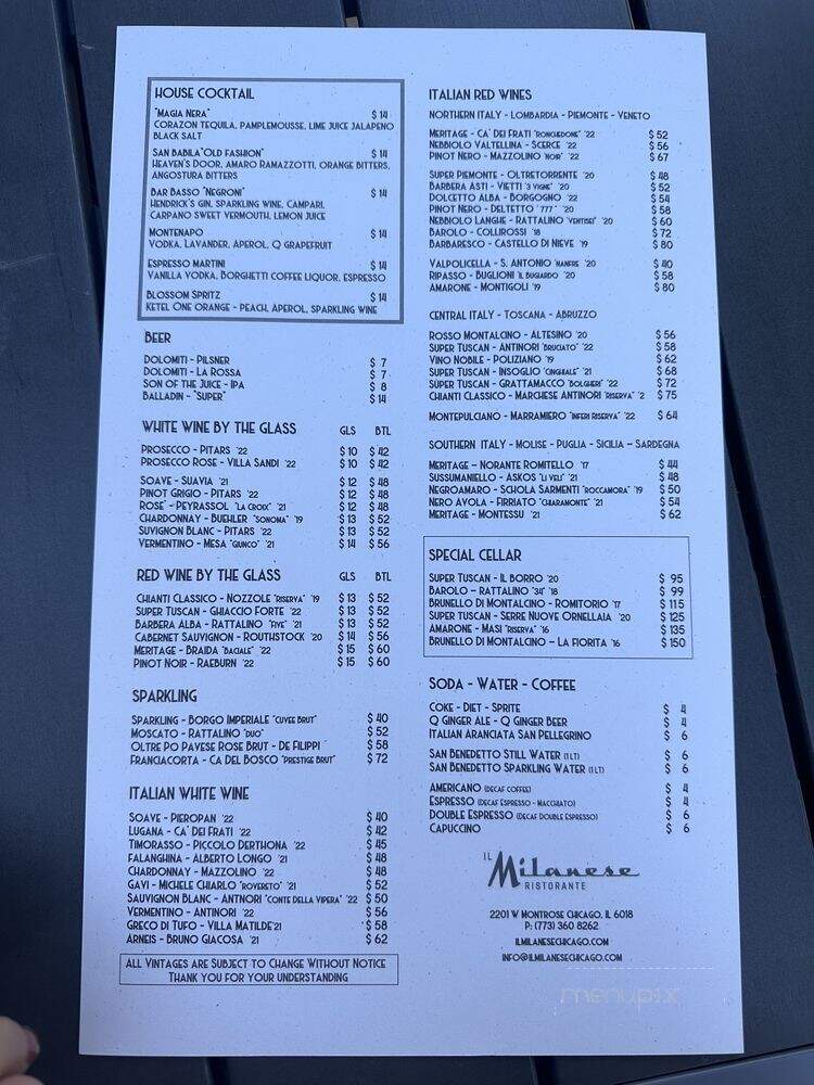 IL Milanese Ristorante - Chicago, IL menu_pic