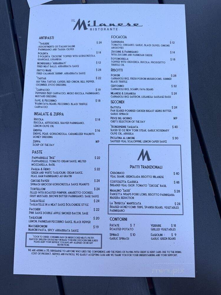IL Milanese Ristorante - Chicago, IL menu_pic