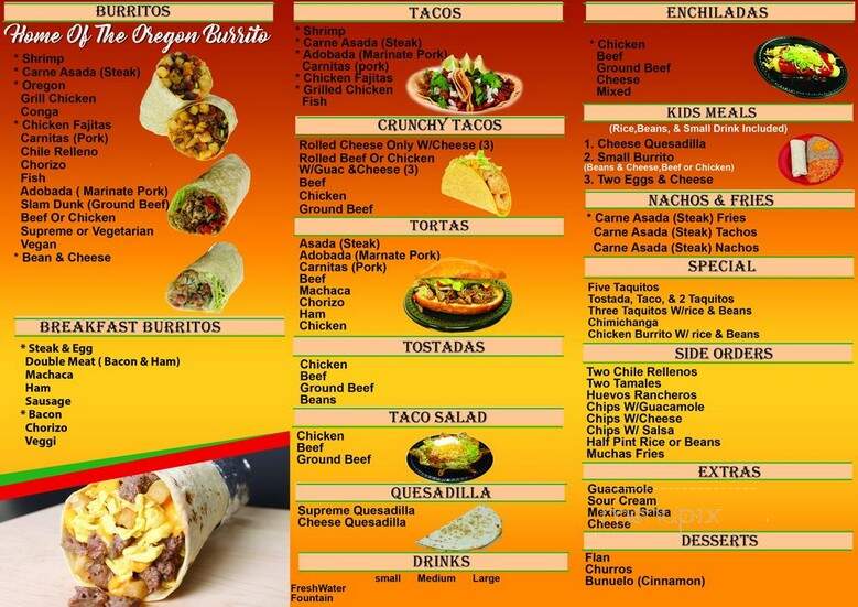 Muchas Gracias Mexican Food - Troutdale, OR menu_pic