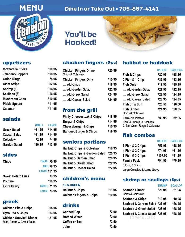 Fenelon Fish & Grill - Kawartha Lakes, ON menu_pic