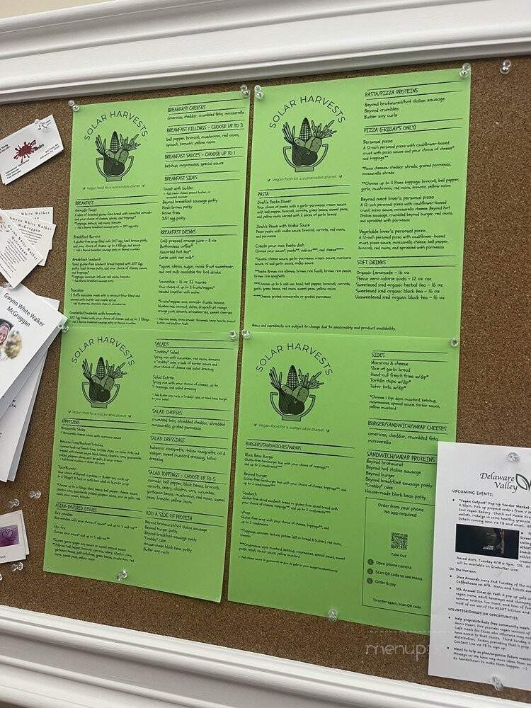Solar Harvests - East Greenville, PA menu_pic