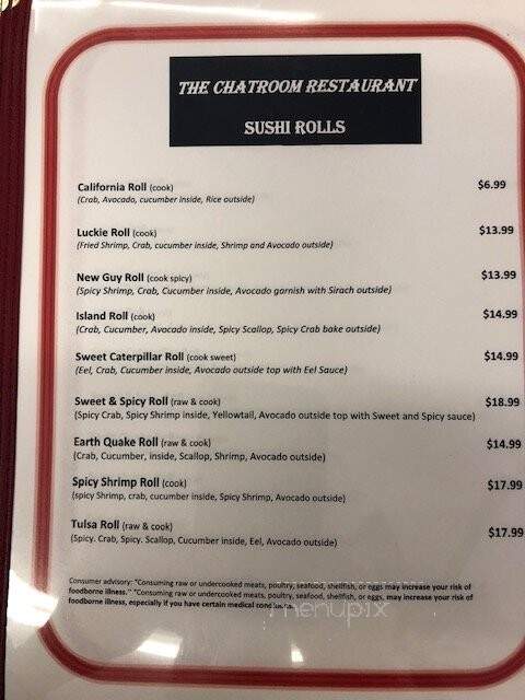 The Chatroom Restaurant - Claremore, OK menu_pic
