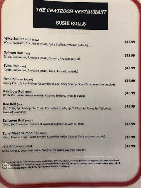 The Chatroom Restaurant - Claremore, OK menu_pic
