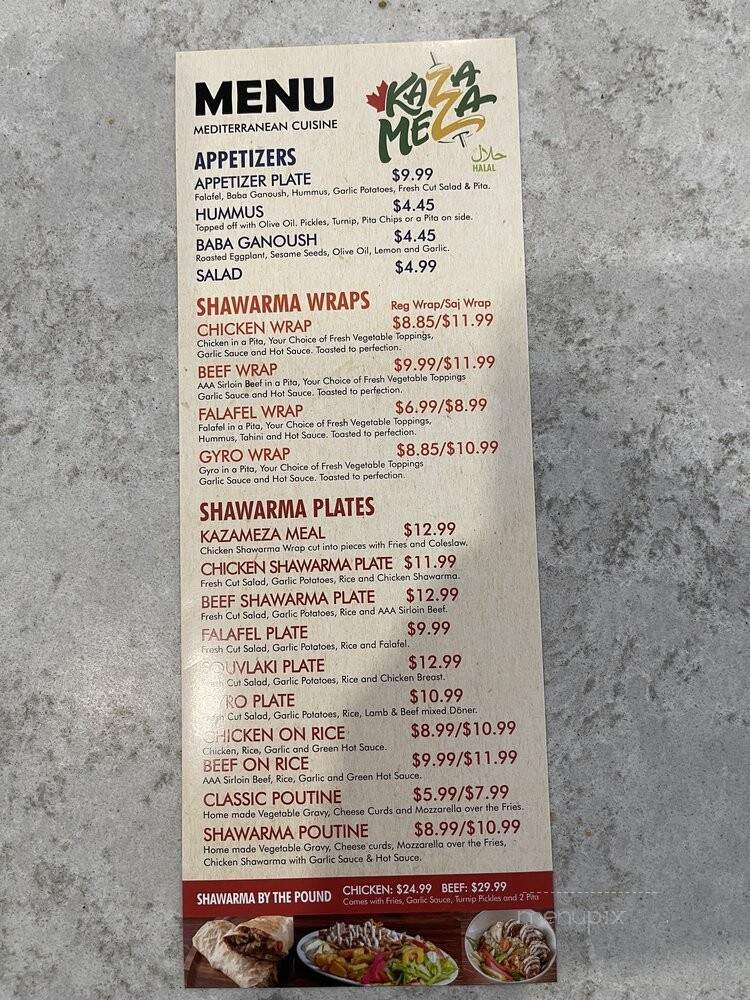 Kaza Meza - Guelph, ON menu_pic
