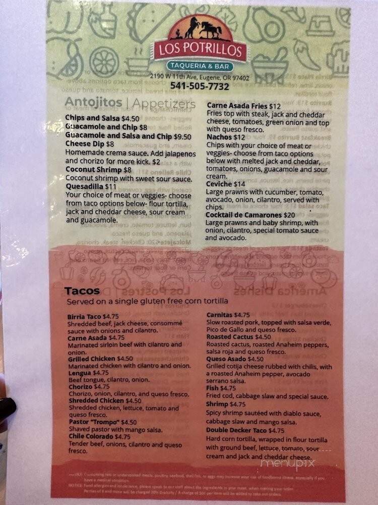 Los Potrillos Taqueria Bar - Eugene, OR menu_pic