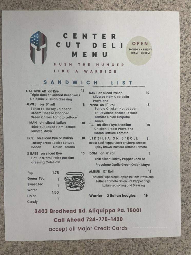 Center Cut Deli - Aliquippa, PA menu_pic