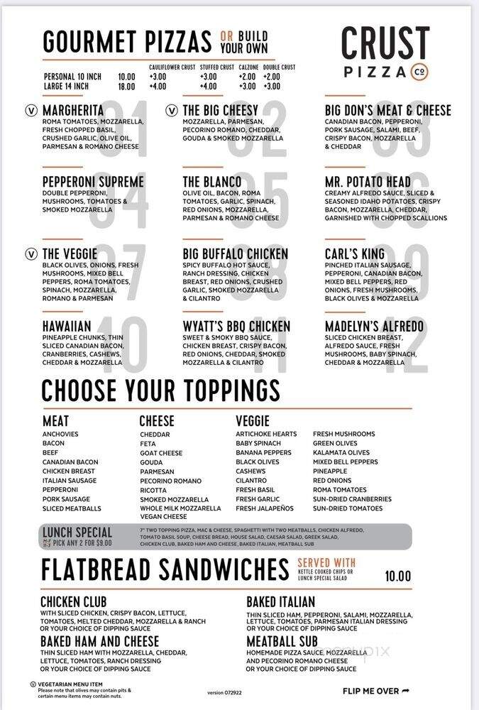 Crust Pizza - Houston, TX menu_pic