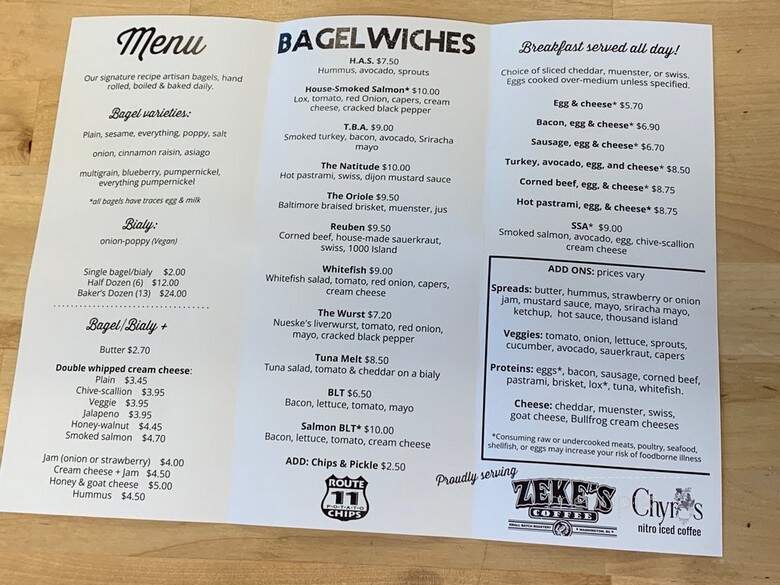Bullfrog Bagels - Washington, DC menu_pic