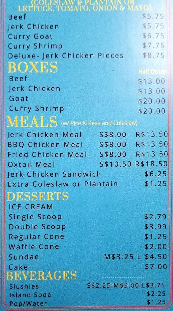 Patty Cake and Ice Cream - Scarborough, ON menu_pic
