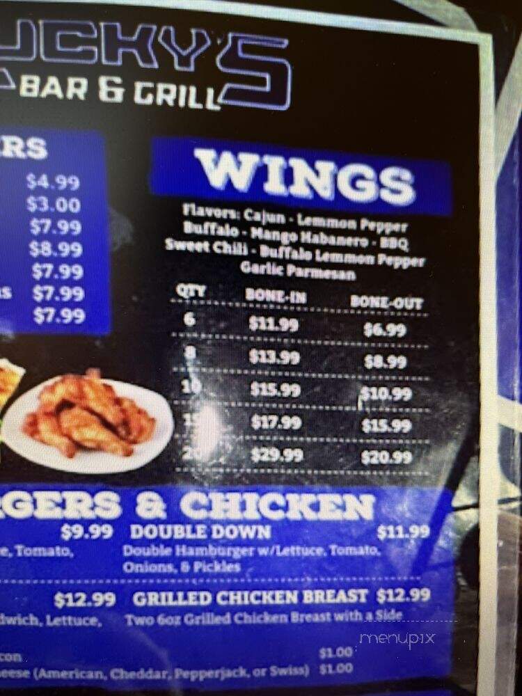 Lucky's Bar and Grill - Forney, TX menu_pic