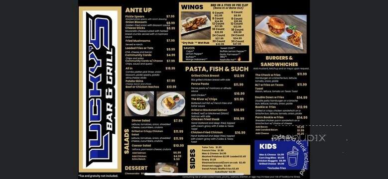 Lucky's Bar and Grill - Forney, TX menu_pic