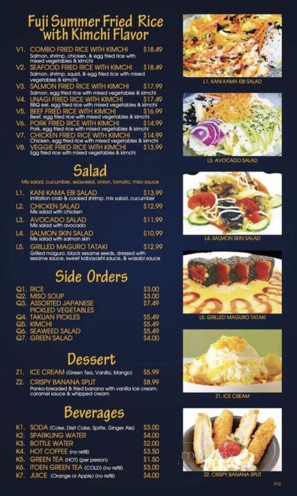 Fuji Summer Japanese Restaurant - Piedmont, CA menu_pic