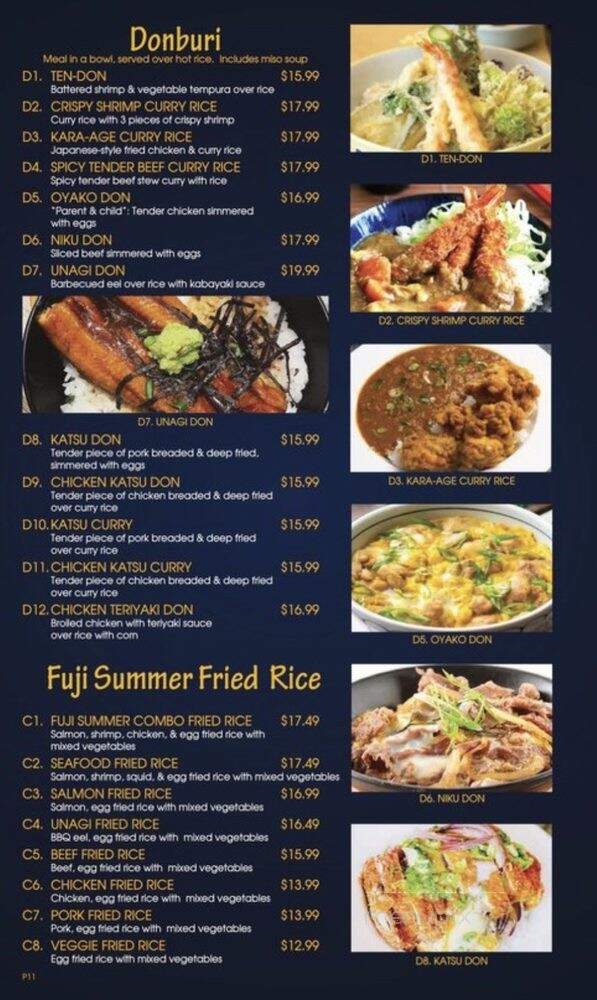 Fuji Summer Japanese Restaurant - Piedmont, CA menu_pic