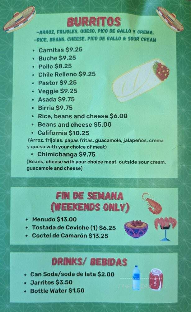 Taqueria Cinco De Mayo - Baywood-Los Osos, CA menu_pic
