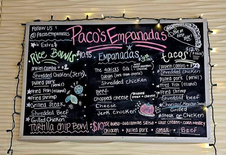 Paco's Empanadas - Franklin, NJ menu_pic