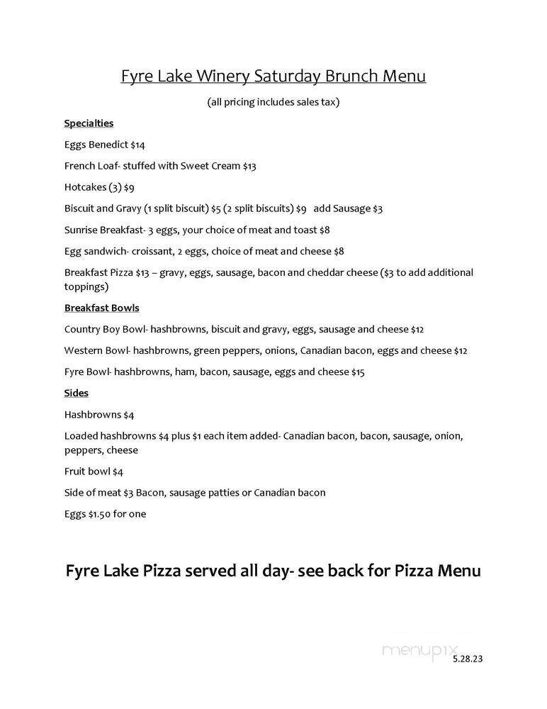Fyre Lake Winery - Cadet, MO menu_pic