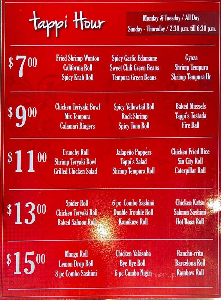 Tappi Sushi & Grill 2 - San Diego, CA menu_pic