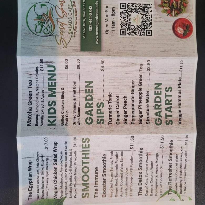 Secret Garden Salads Cafe - Bear, DE menu_pic