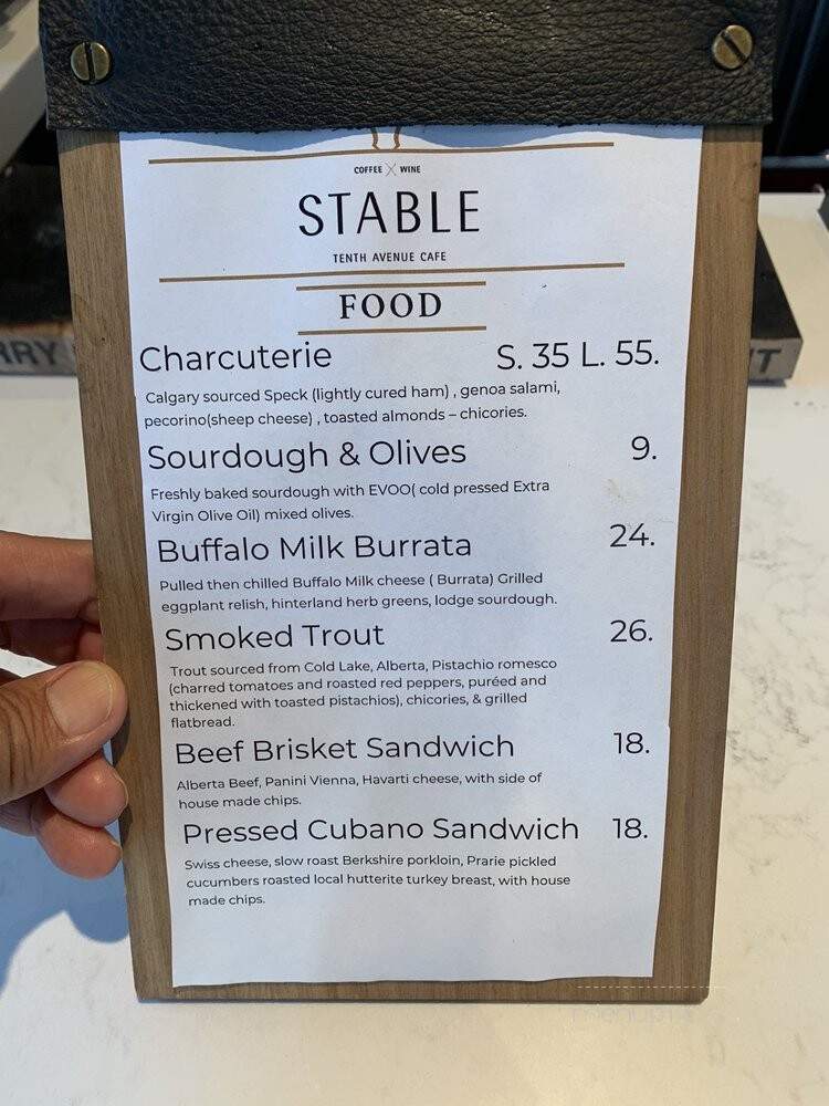 Stable - Calgary, AB menu_pic