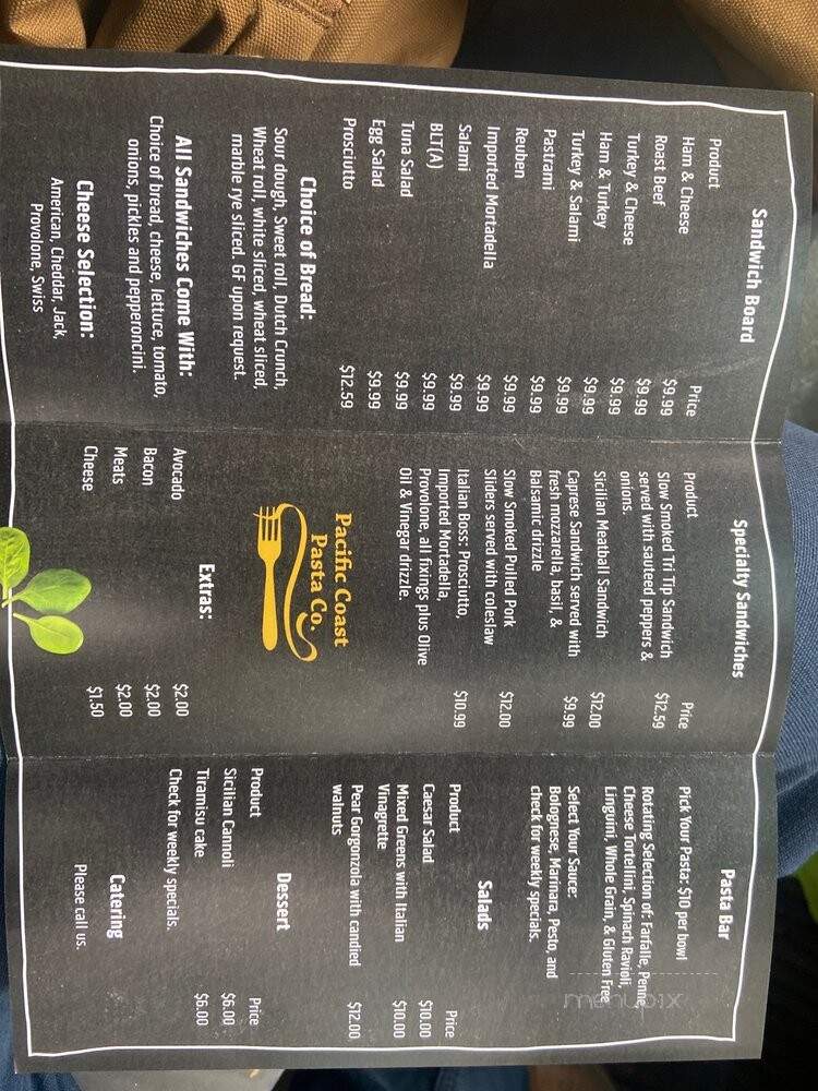 Pacific Coast Pasta - El Dorado Hills, CA menu_pic