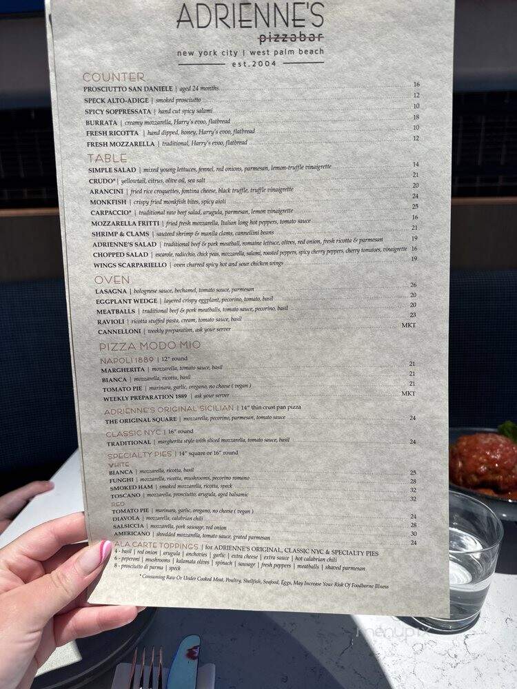 Adrienne's Pizzabar - West Palm Beach, FL menu_pic