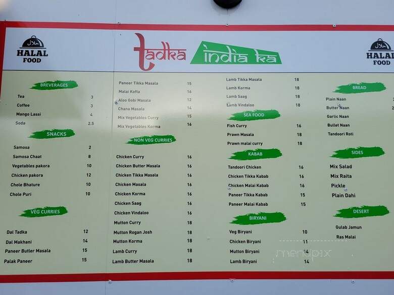 Tadka India Ka - The Dalles, OR menu_pic