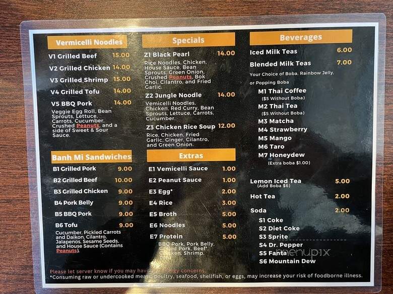 The Noodle House - Seaside, OR menu_pic