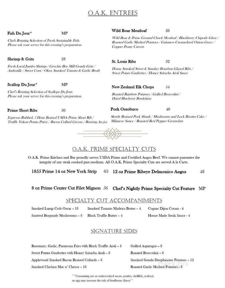 O.A.K. Prime Kitchen and Bar - Myrtle Beach, SC menu_pic
