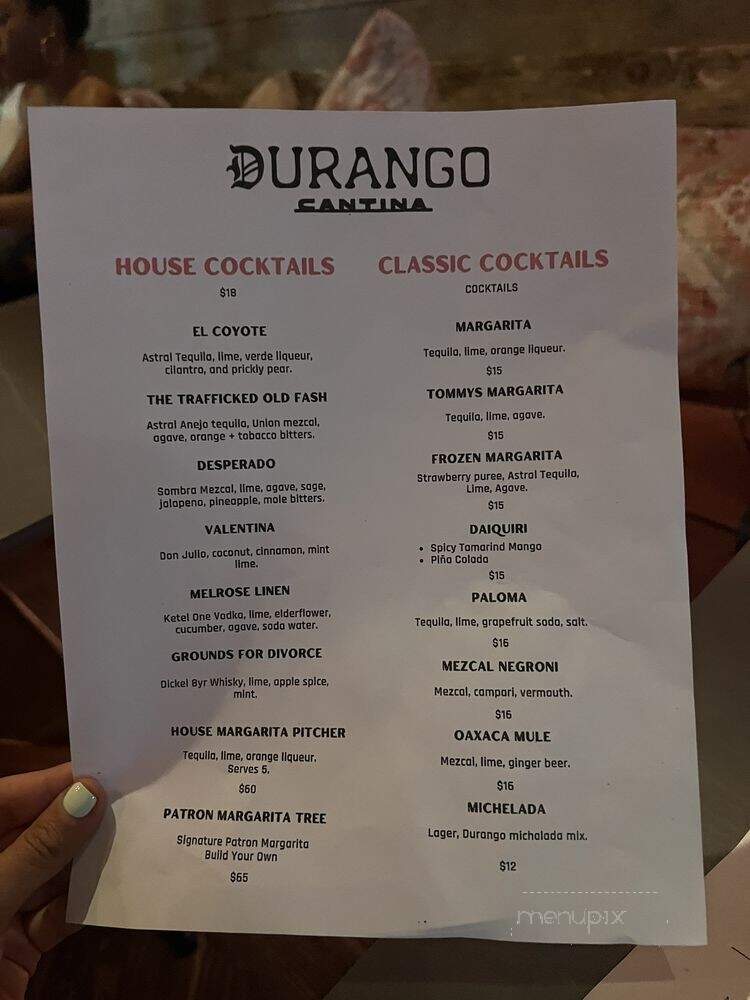 Durango Cantina - Los Angeles, CA menu_pic