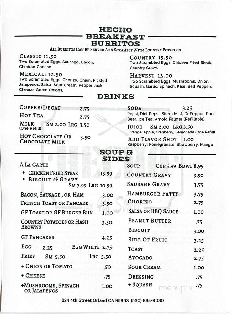 Hecho On 4th Street - Orland, CA menu_pic