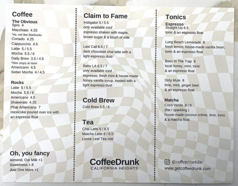 CoffeeDrunk - Long Beach, CA menu_pic