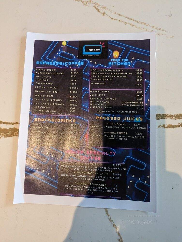Reset Cafe & Bar - Bakersfield, CA menu_pic