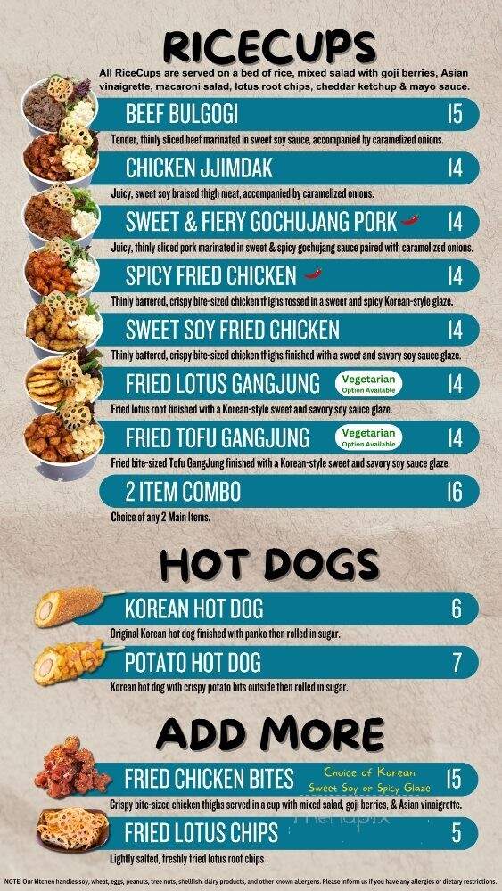 RiceCups - El Segundo, CA menu_pic