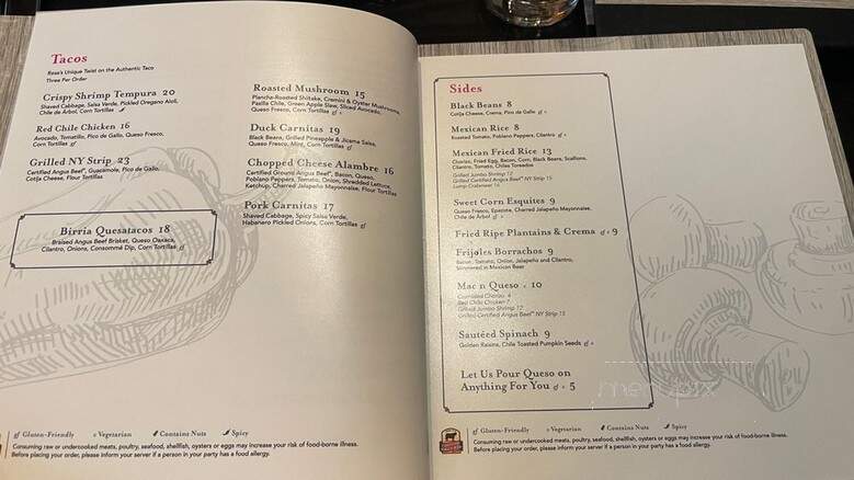 Rosa Mexicano Lounge - Lake Buena Vista, FL menu_pic
