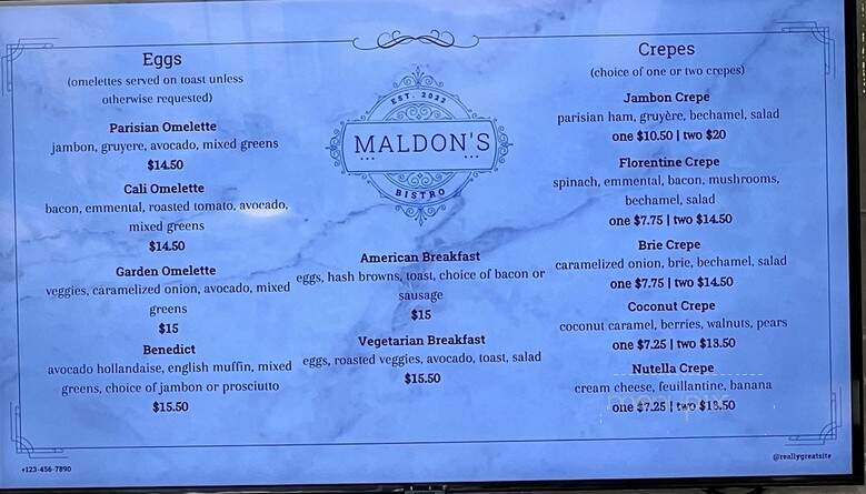 Maldon's Bistro - Irvine, CA menu_pic